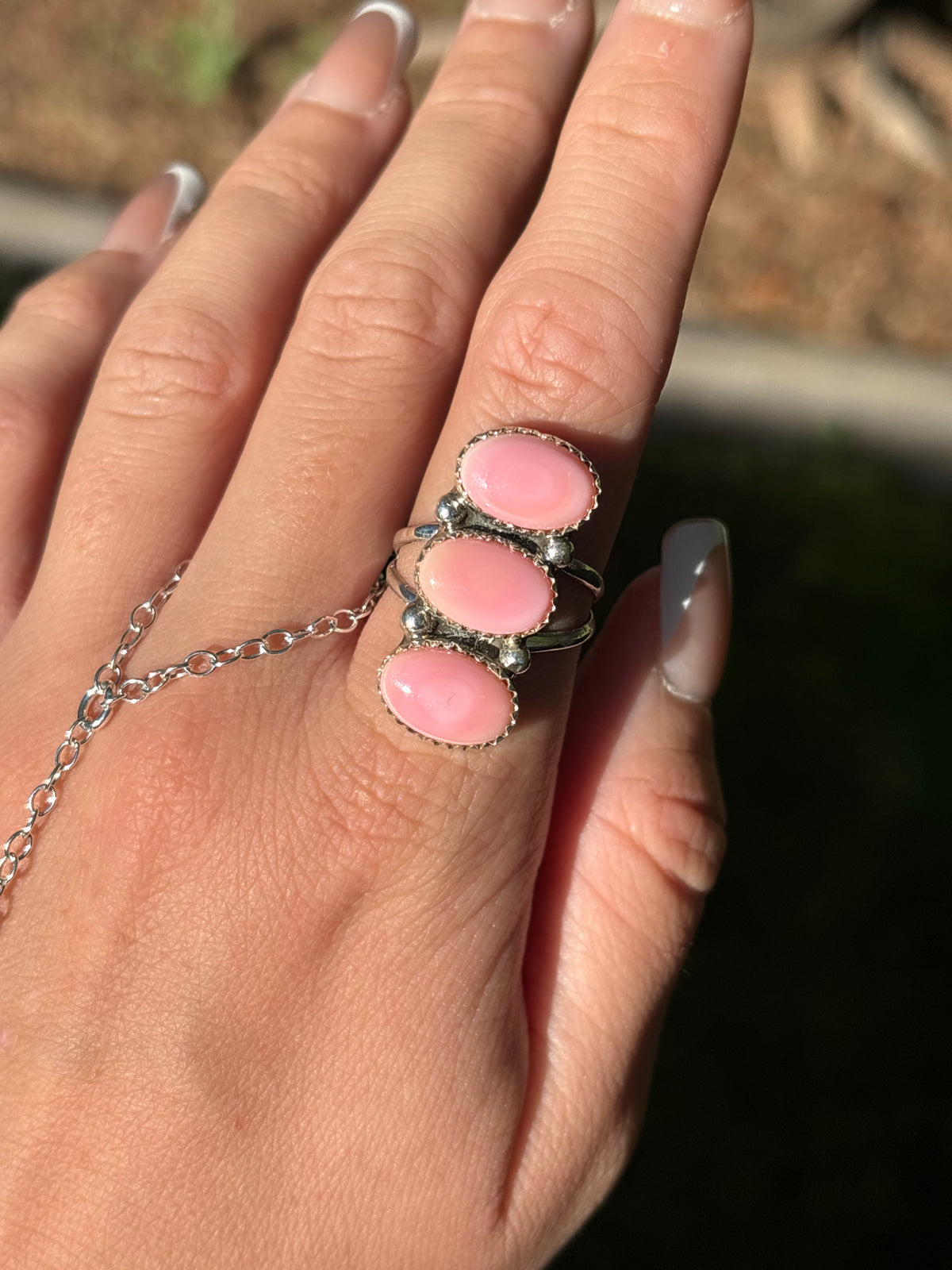 Native American, Hand-Made, Pink Conch & Sterling Silver Ring