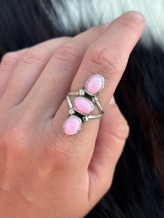 Native American, Hand-Made, Pink Conch & Sterling Silver Ring