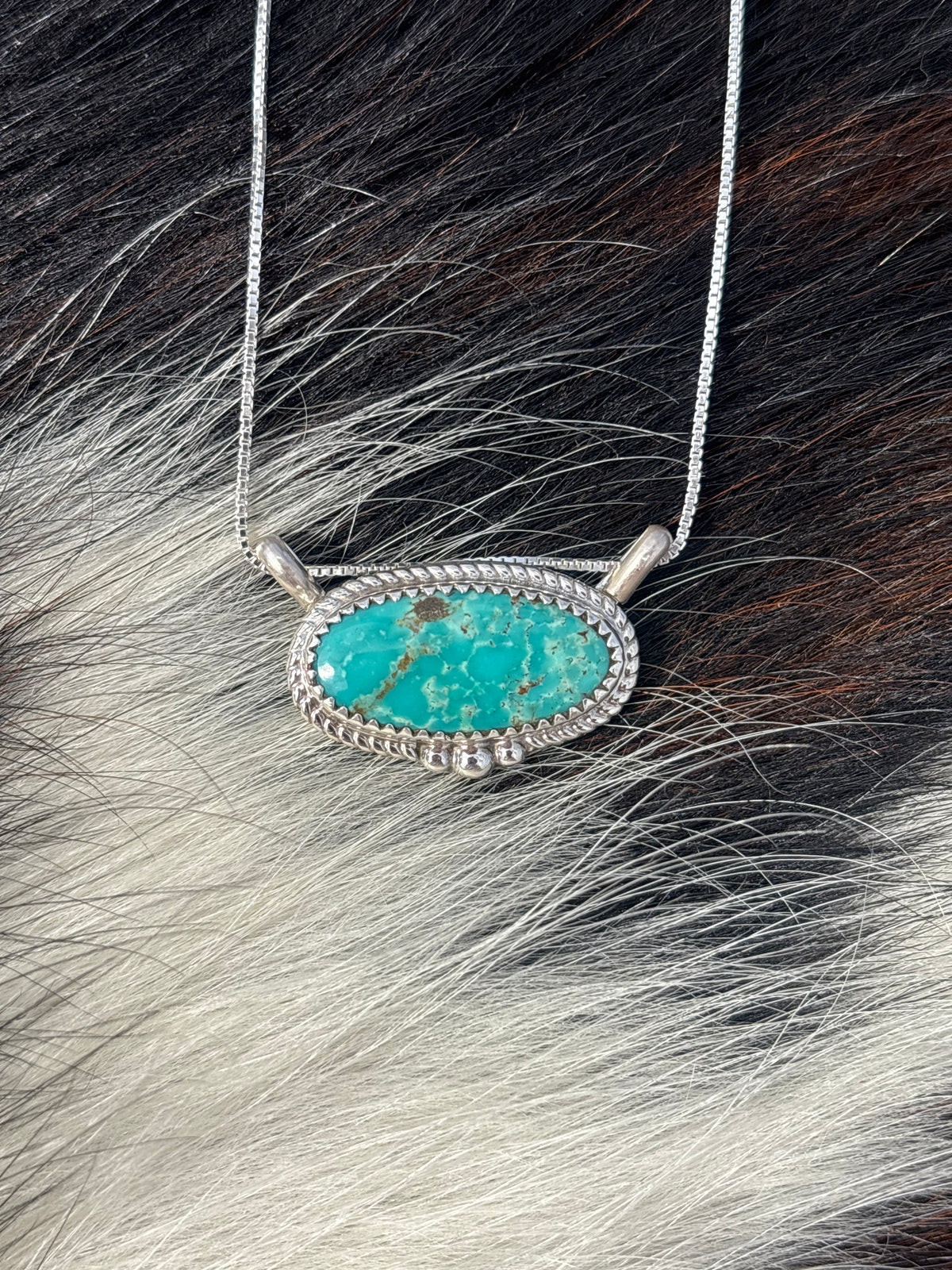Native American, Hand-Made, Turquoise & Sterling Silver Necklace