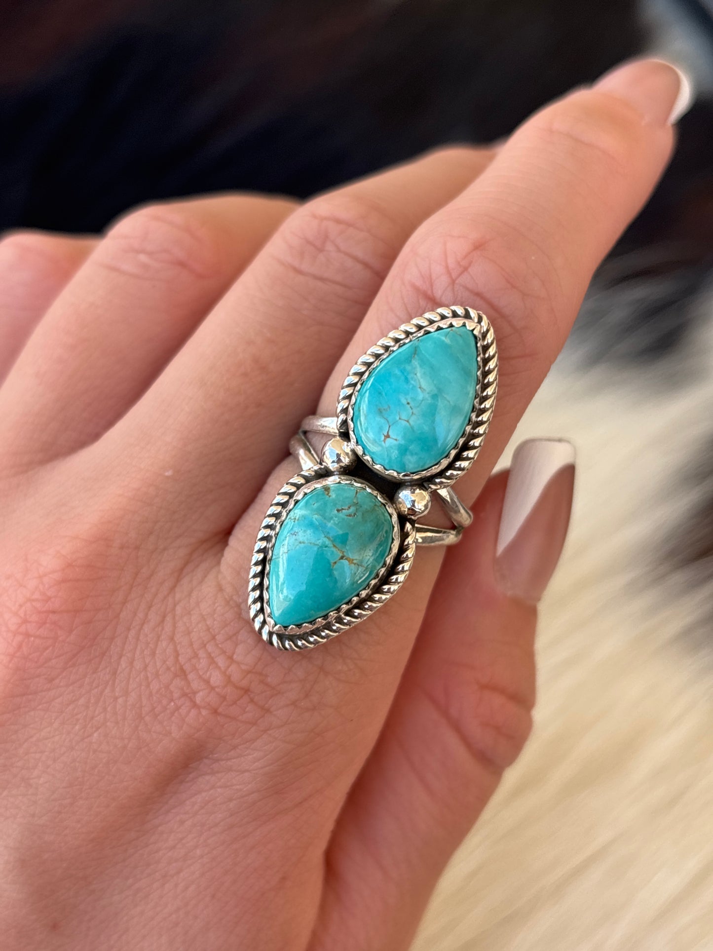 Native American, Hand-Made, Turquoise & Sterling Silver Ring