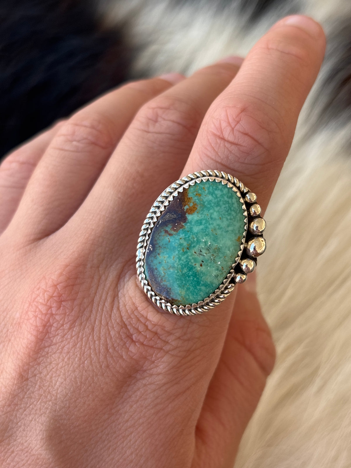Native American, Hand-Made, Turquoise & Sterling Silver Ring
