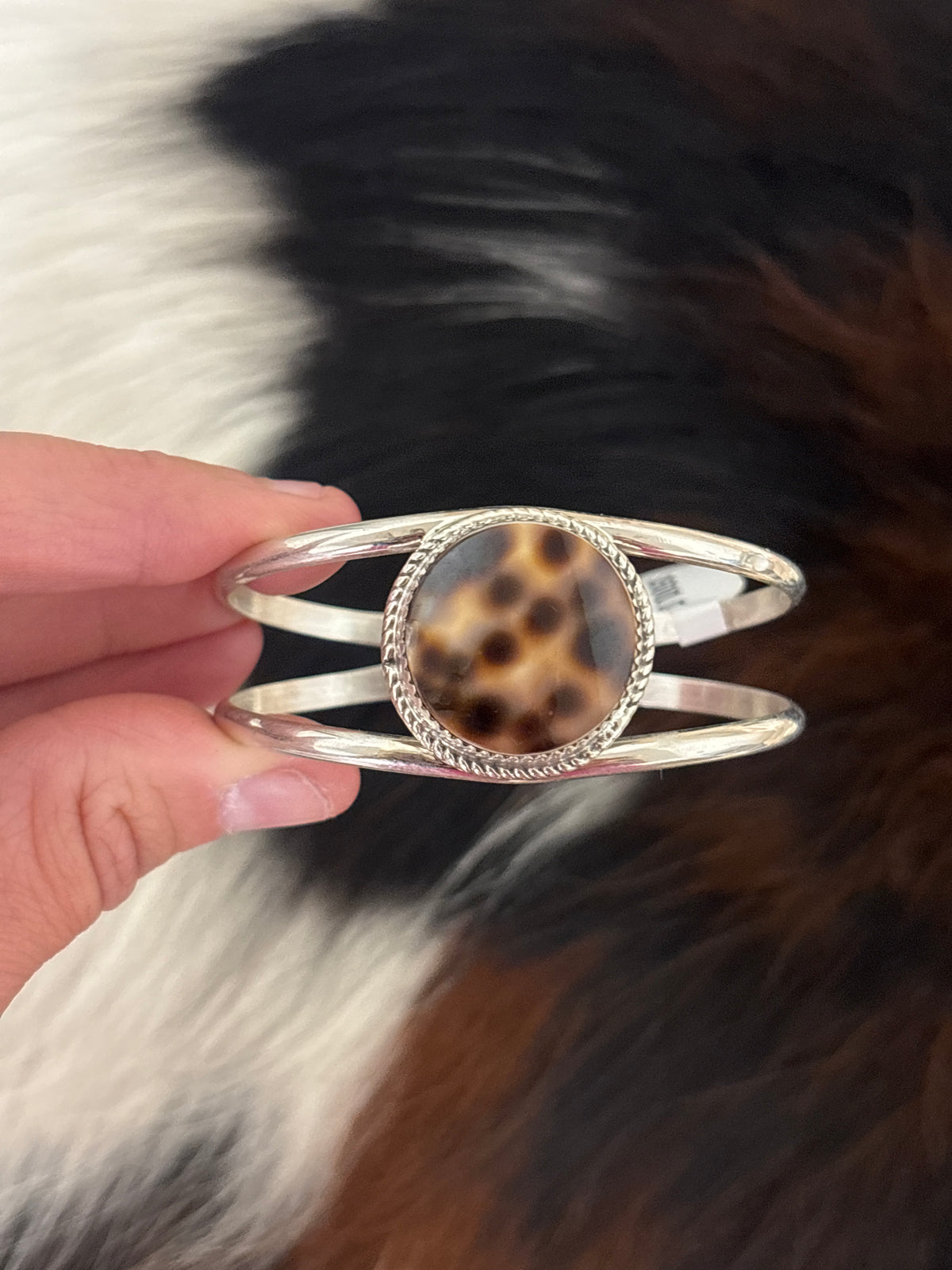 Native American, Handmade, Cowrie & Sterling Silver Cuff