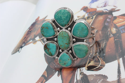 Native American, Handmade, Turquoise & Sterling Silver Cuff