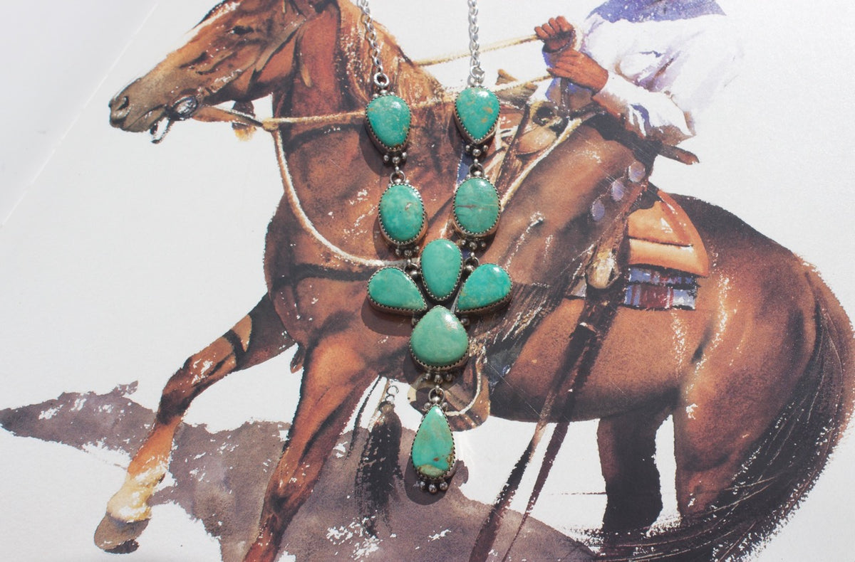 Native American, Hand-Made, Turquoise & Sterling Silver Necklace