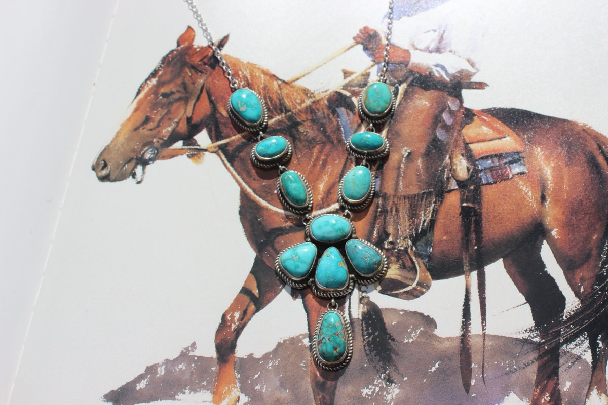 Native American, Hand-Made, Turquoise & Sterling Silver Necklace