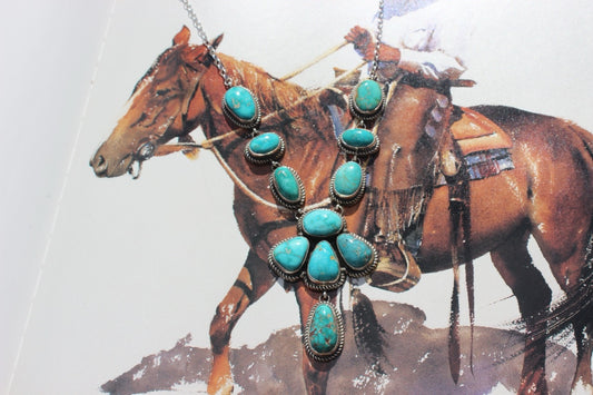 Native American, Hand-Made, Turquoise & Sterling Silver Necklace