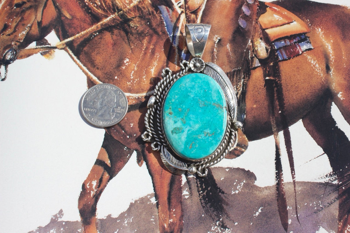 Native American, Hand-Made, Turquoise & Sterling Silver Pendant