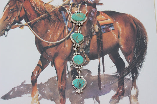 Native American, Hand-Made, Turquoise & Sterling Silver Necklace