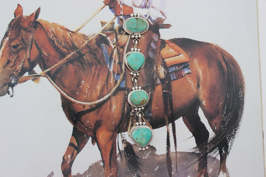 Native American, Hand-Made, Turquoise & Sterling Silver Necklace