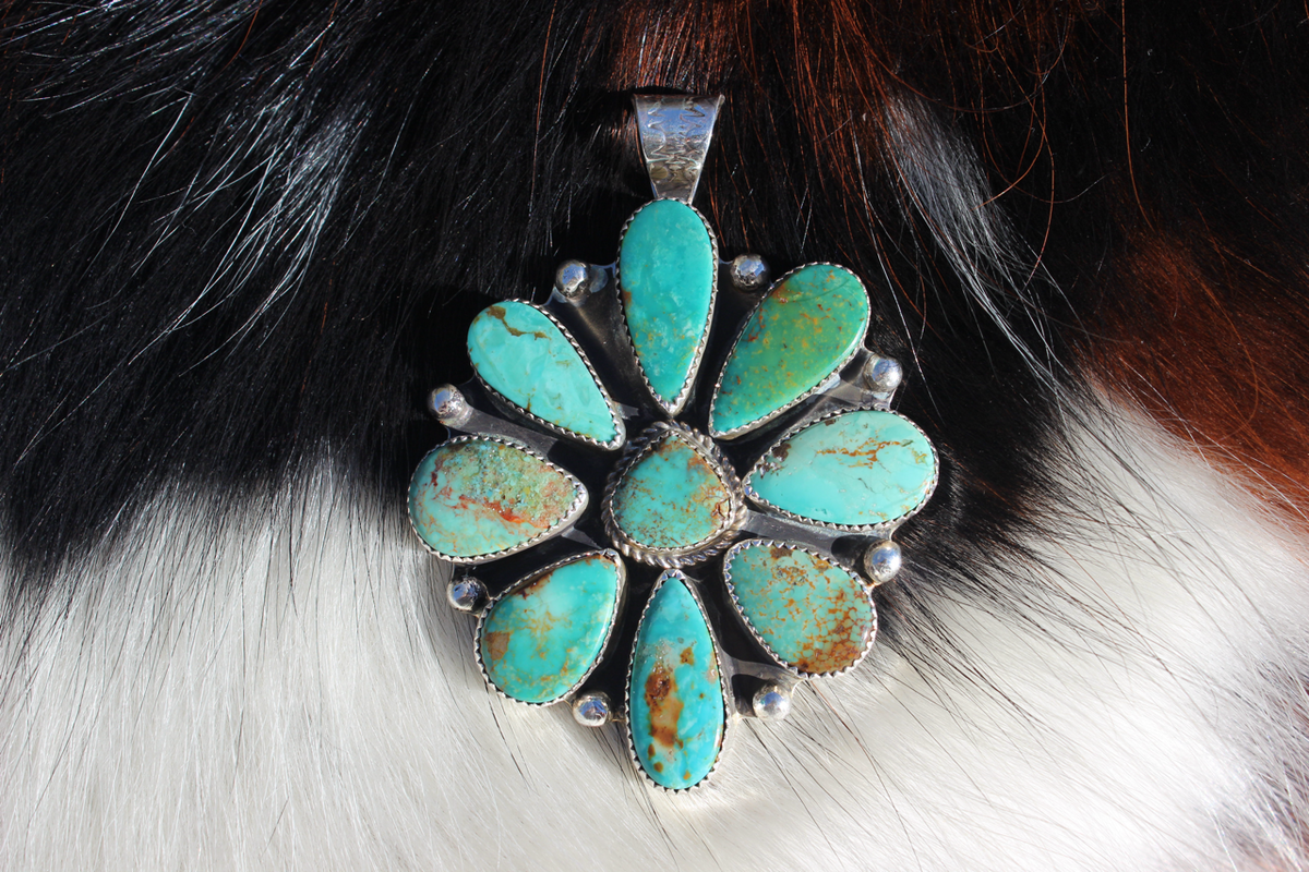 Native American, Hand-Made, Turquoise & Sterling Silver Pendant