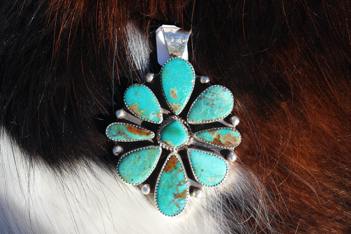 Native American, Hand-Made, Turquoise & Sterling Silver Pendant