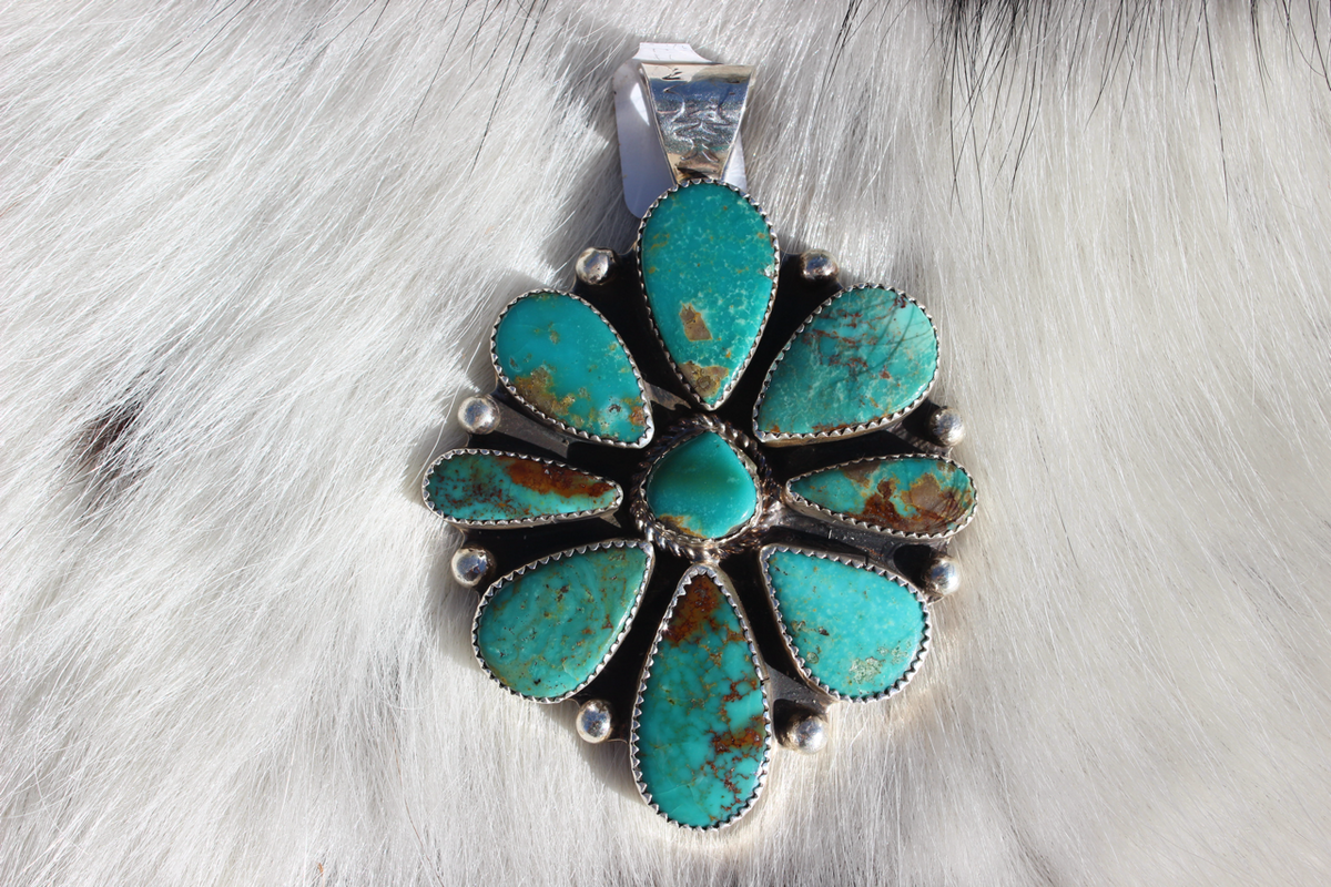 Native American, Hand-Made, Turquoise & Sterling Silver Pendant