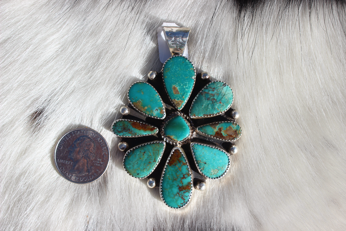 Native American, Hand-Made, Turquoise & Sterling Silver Pendant